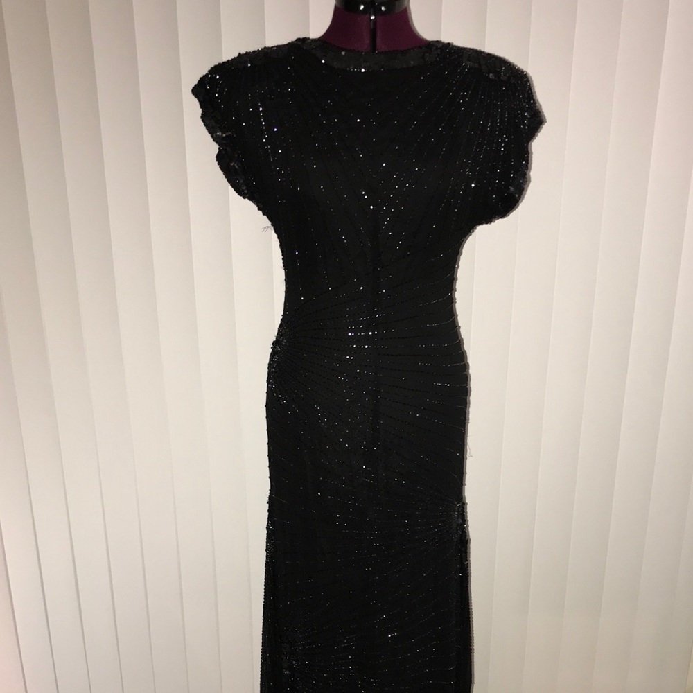 GORGEOUS black hi-neck beaded gown